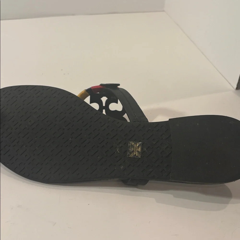 Colorful Tory Burch Miller Logo‎ Black Sandals 9.5